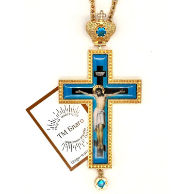 Хрест наперсний з прикрасами і ланцюжком, 6,5х0,5х 14 см