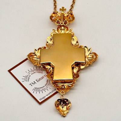 Pectoral cross with jewelry and a chain,  8,5х1х16 sm