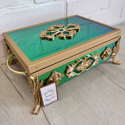 Ковчег для частиц святых мощей (10 мощевиков) зелёный 28х20х12 см