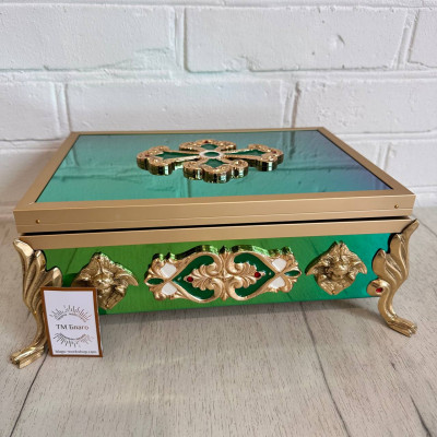 Ковчег для частиц святых мощей (10 мощевиков) зелёный 28х20х12 см