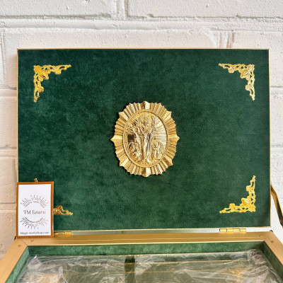 Ковчег для частиц святых мощей (10 мощевиков) зелёный 28х20х12 см