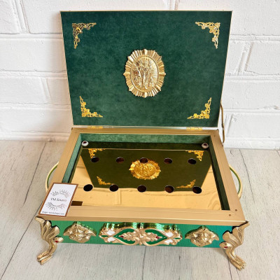 Ковчег для частиц святых мощей (10 мощевиков) зелёный 28х20х12 см