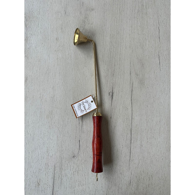 Brass candle extinguisher with wooden handle, with hook 4x38 cm