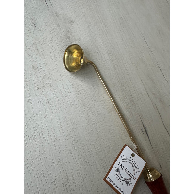 Brass candle extinguisher with wooden handle, with hook 4x38 cm