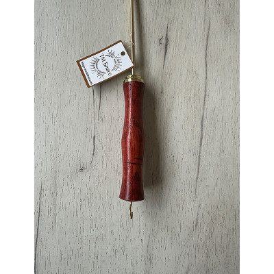 Brass candle extinguisher with wooden handle, with hook 4x38 cm