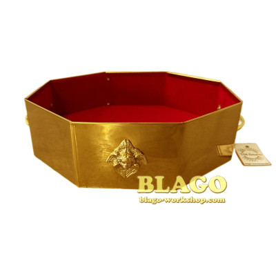 Red octagonal donation tray, 8х29.5 cm