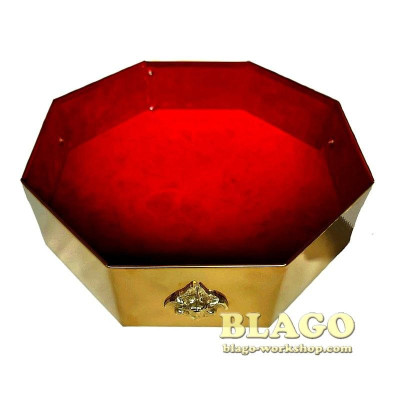 Red octagonal donation tray, 8х29.5 cm