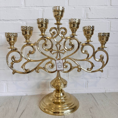 Семисвічник напрестольний латунний на одній підставці, 55x51 см