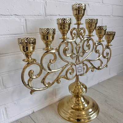 Семисвічник напрестольний латунний на одній підставці, 55x51 см Семисвічник напрестольний латунний на одній підставці, 55x51 см