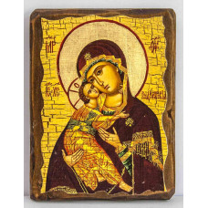 Icon of the Mother of God of Vladimir on antique wood 17x23 cm