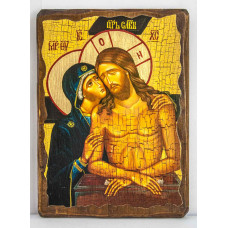 Antique icon "Do not weep for me, Mother" on a wooden frame (handmade)