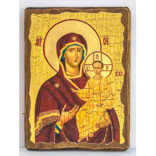 Icon of the Mother of God Hodegetria of Smolensk on antique wood