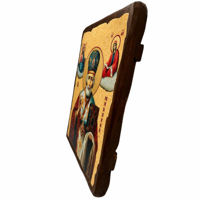 Icon of St. Nicholas the Wonderworker on wood with the seal of Athos 21x29 cm Icon of St. Nicholas the Wonderworker on wood with the seal of Athos 21x29 cm
