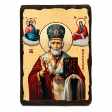 Icon of Nicholas the Wonderworker in antique style 21x29 cm