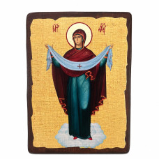 Icon of the Protection of the Blessed Virgin Mary, antique style, 21x29 cm