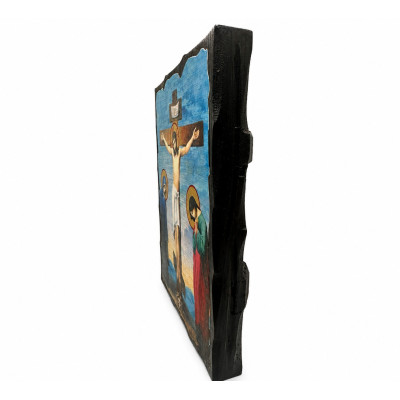 Icon of Golgotha ​​(Crucifixion of the Lord) in antique style 21x29 cm