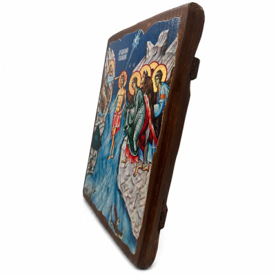 Icon of the Baptism of the Lord (Theophany) on wood with the seal of Athos 21x29 cm Icon of the Baptism of the Lord (Theophany) on wood with the seal of Athos 21x29 cm