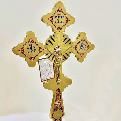 Крест напрестольный латунный на подставке 22х49 см