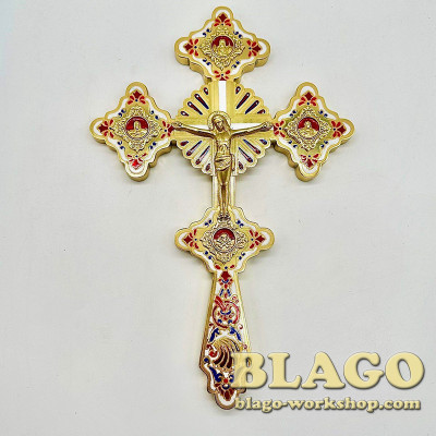 Figured cross with molded icons, 19x1x29 cm