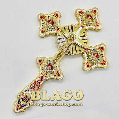 Figured cross with molded icons, 19x1x29 cm