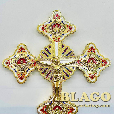 Figured cross with molded icons, 19x1x29 cm
