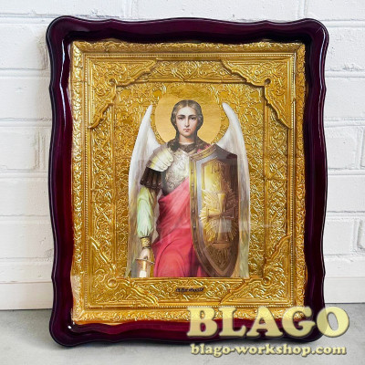 Icon "Archangel Michael", shaped frame, 42x48 cm