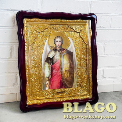 Icon "Archangel Michael", shaped frame, 42x48 cm