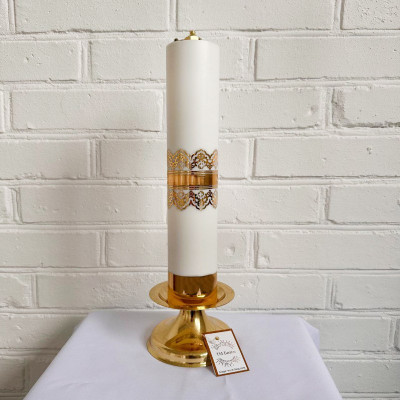 Oil candle holder with stand, made of brass12x38.5 cm