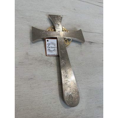 Хрест мальтійський напрестольний, емаль голуба + біла, 18х32 см