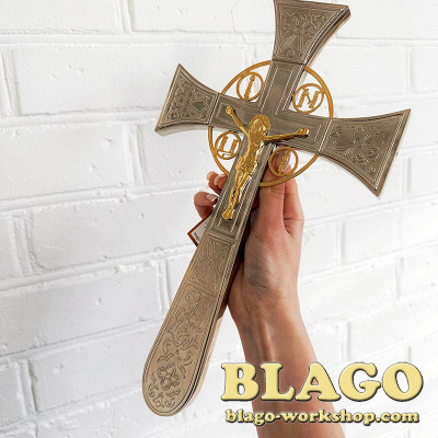 Хрест напрестольний мальтійський нікель, позолота 18,5х1,2х31,5 см