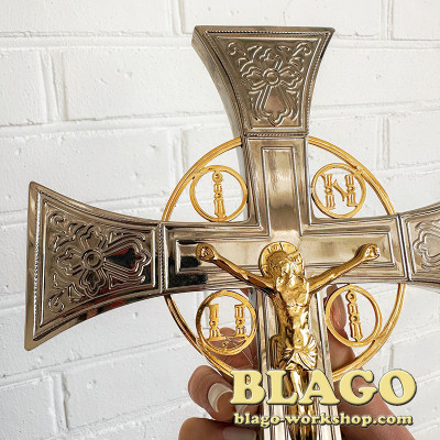 Хрест напрестольний мальтійський нікель, позолота 18,5х1,2х31,5 см