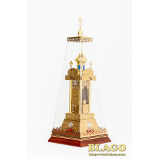 Brass 5-dome altarpiece in protective cap 25x25x60 cm