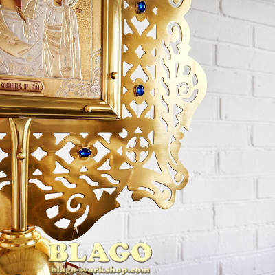 Ікона запрестольна латунна з камінням, 48х60 см