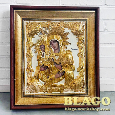  Icon of the Mother of God "Three-Handed" in a robe, 57x50 cm