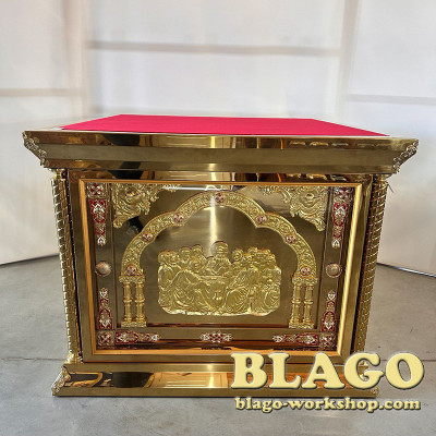 Metal throne with cast icons, 130х130х105 см