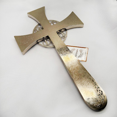 Хрест напрестольний мальтійський емаль з нікелюванням темно зелений, 19х1,5х35 см