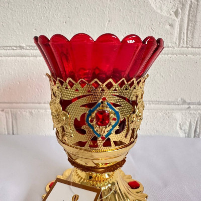 Table lamp with red a cup, 8x13 cm