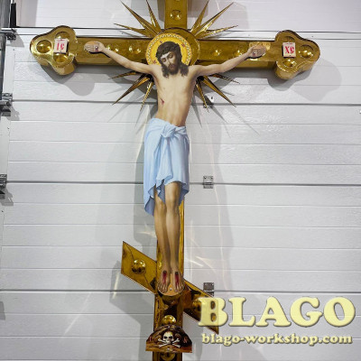 Поклонний хрест-розп'яття на перехрестя дороги або каплички восьмикінечний, 3,5 м