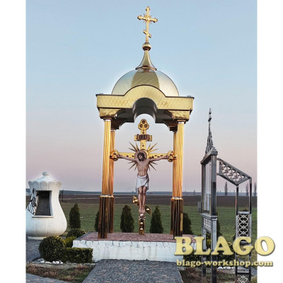 Поклонний хрест-розп'яття на перехрестя дороги або каплички восьмикінечний, 3 м