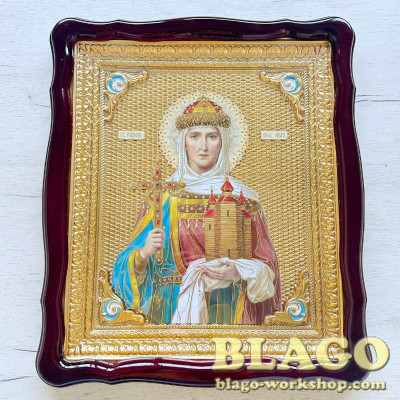 Ікона "Свята Ольга", фігурна рамка, 42х48 см