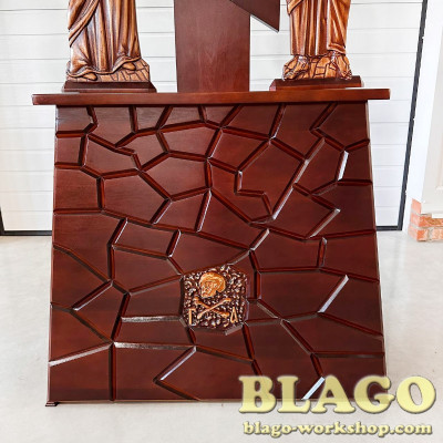 Голгофа напольна середня дерев'яна різьблена, 100х50х250 см