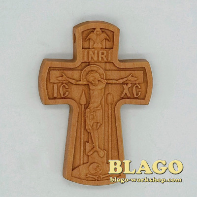 Wooden cross carved from pear, 3.5x0.5x5 cm 
