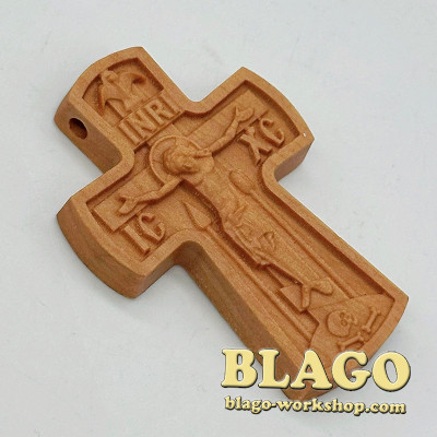 Wooden cross carved from pear, 3.5x0.5x5 cm 