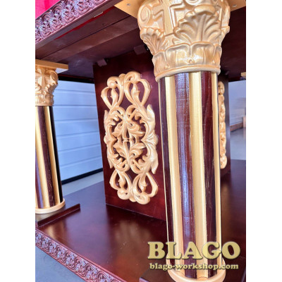 Wooden tomb with carved columns 140x90х110 cm 