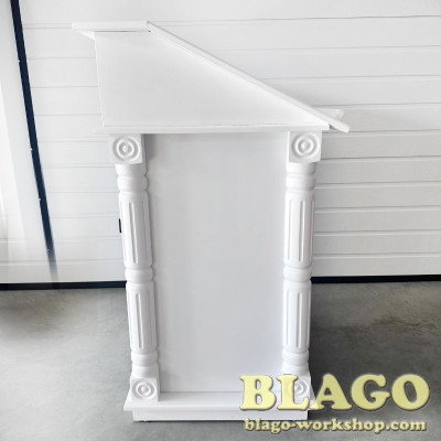 Аналой центральний (тетрапод) покритий патиною білий, 80х60х110 см