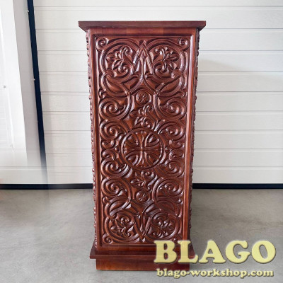 Wooden altar with engraving and carving, 70x40x90 cm
