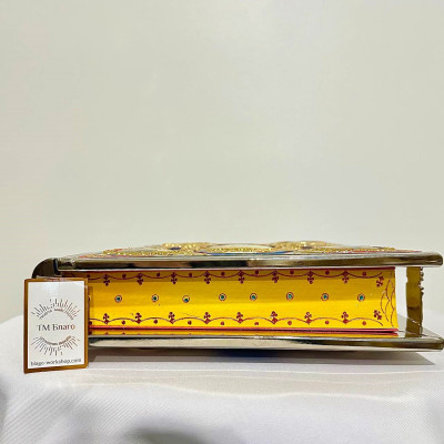 The Ukrainian-language high altar gospel, in a nickel-plated case with blue velvet, 37x27x7 cm