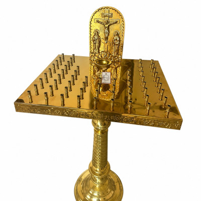 Brass memorial table with crucifix (eve), height 130 cm