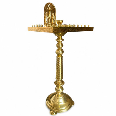 Brass memorial table with crucifix (eve), height 130 cm