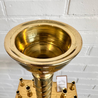 Brass square candle holder for 24 candles with chasing 23x23x138 cm